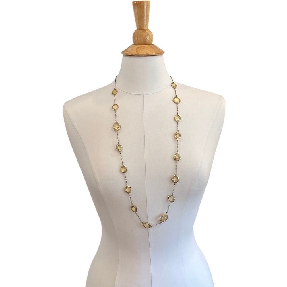 Talbots Gold Tone Convertible Necklace, Yellow Stones, Statement Necklace